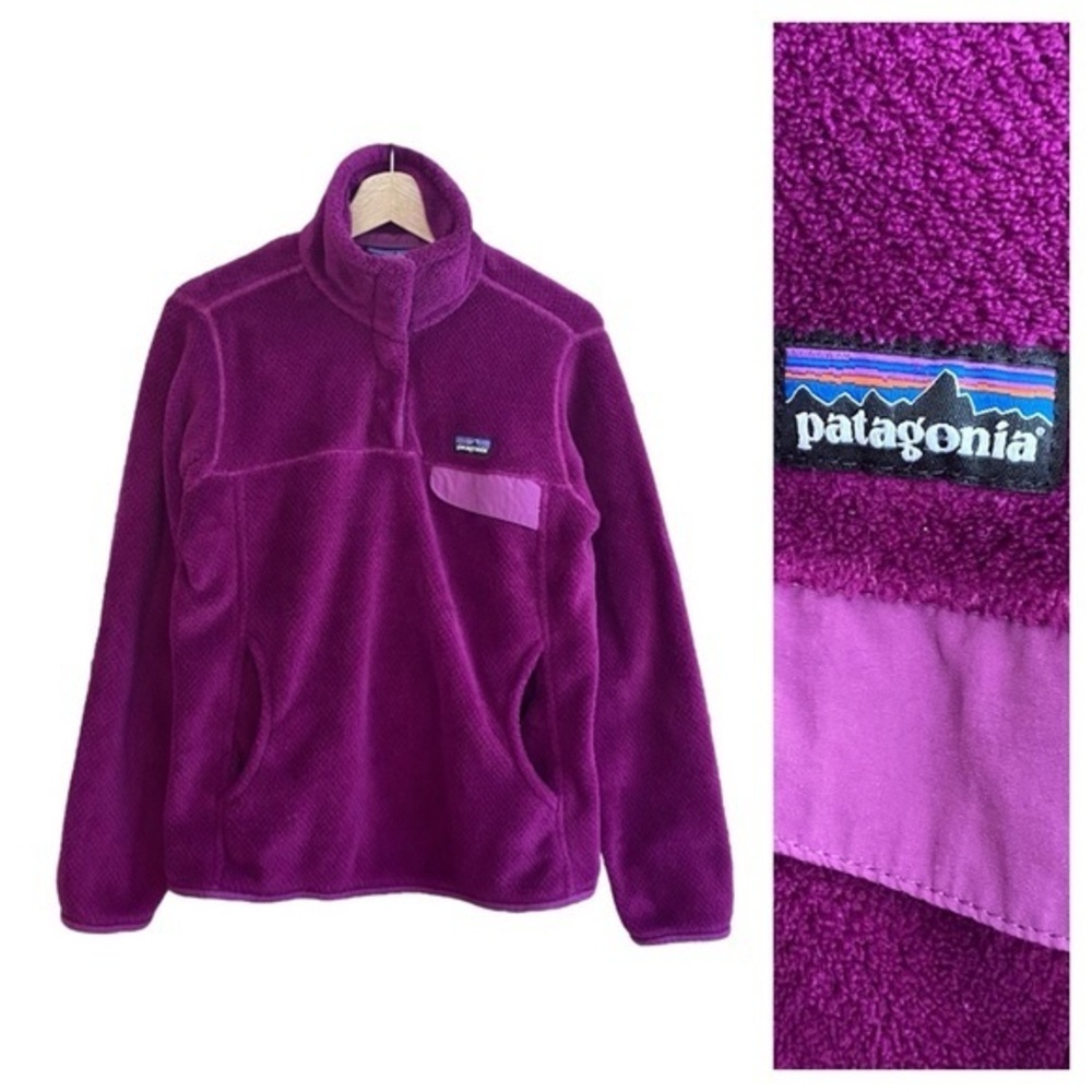 Patagonia Purple Half-Snap High Pile Fleece Pullover Jacket Sweater